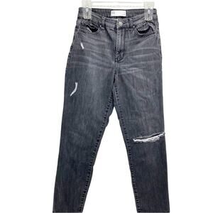 RSQ vintage mom distressed gray black jean straight leg skater school size 27